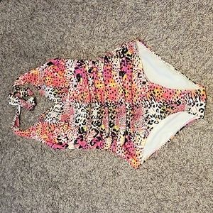 JNY One Piece Swimsuit Leopard Mob Wife Multicolor Beach Resort Small Medium New